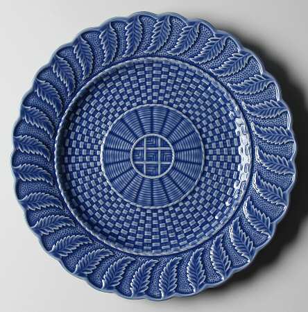 Basketweave Blue 12" Chop Plate (Round Platter)