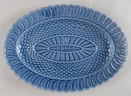 Basketweave Blue 13" Oval Serving Platter