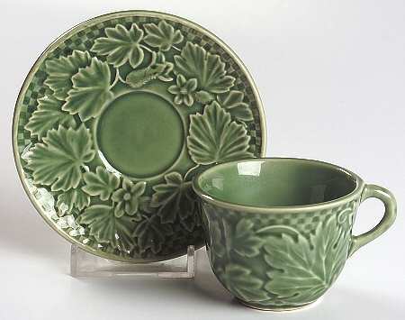 Vine Green Flat Demitasse Cup & Saucer Set