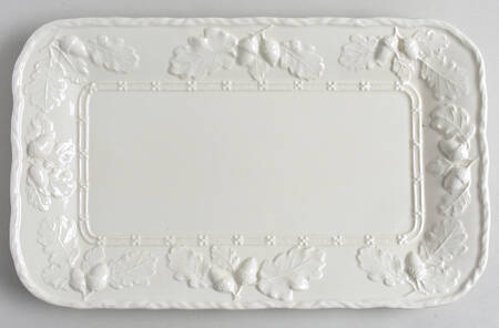Oak Leaf White and Green 13" Rectangular Tray