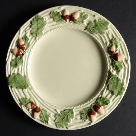 Oak Leaf White and Green Salad/Dessert Plate