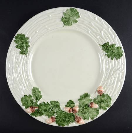 Oak Leaf White and Green 13" Chop Plate (Round Platter)