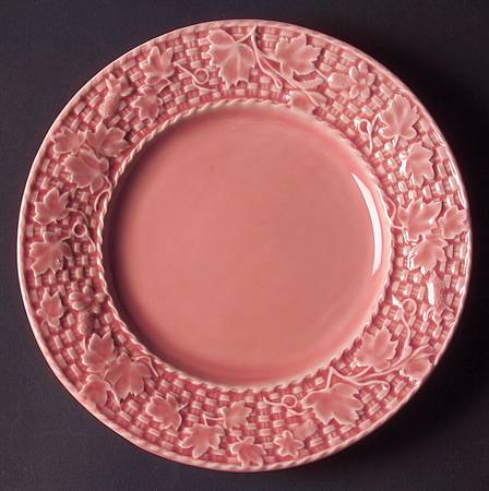 Basketweave Leaves Pink Salad Plate