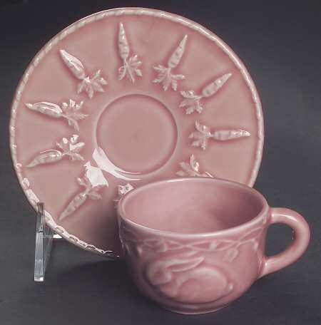 Rabbit Pink Flat Demitasse Cup & Saucer Set