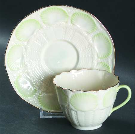 New Shell Green (Gold Trim) by Belleek Pottery (Ireland)