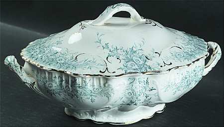 Mabelle Blue Green (Gold Trim) by Burgess &amp; Leigh