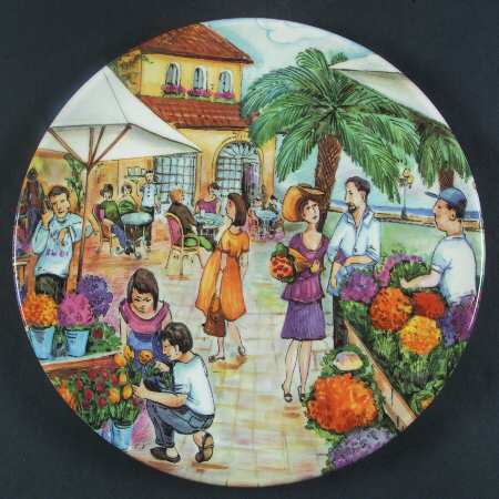 Market Scenes Dinner Plate by Brunelli