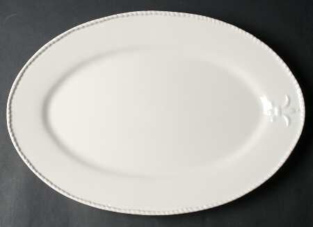 Fleur de Lis White 18" Oval Serving Platter