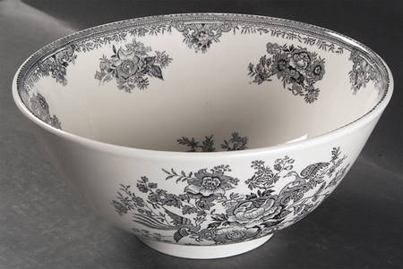 Asiatic Pheasants Black 11" Large Salad Serving Bowl