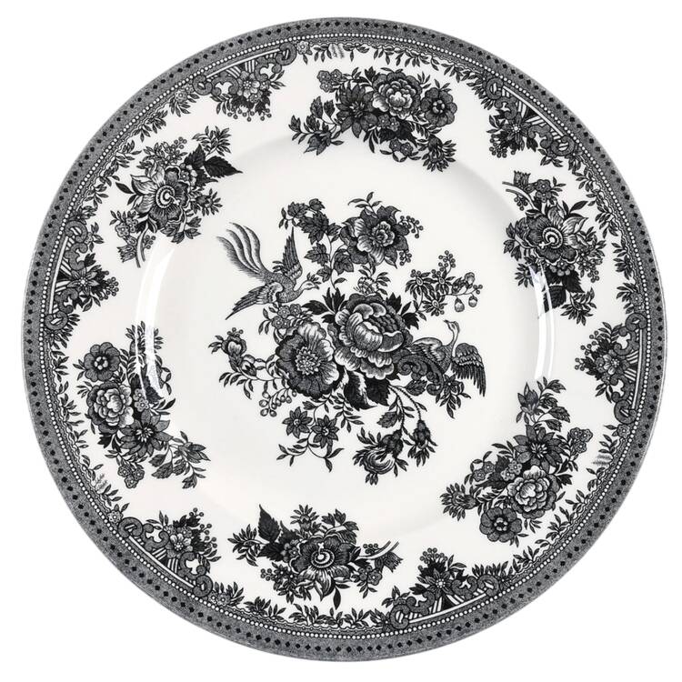 Asiatic Pheasants Black Salad Plate