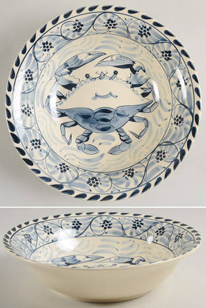 Blue Crab 10" Oval Serving Bowl