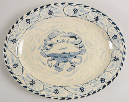 Blue Crab 15" Oval Serving Platter
