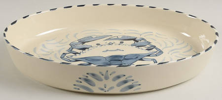 Blue Crab 13" Oval Open Casserole