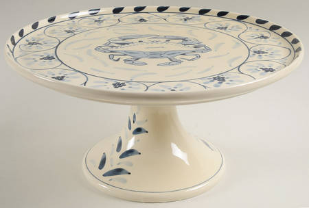 Blue Crab 12" Diameter Pedestal Cake Stand