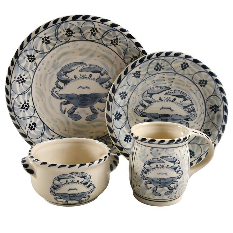 Blue Crab 4 Piece Place Setting