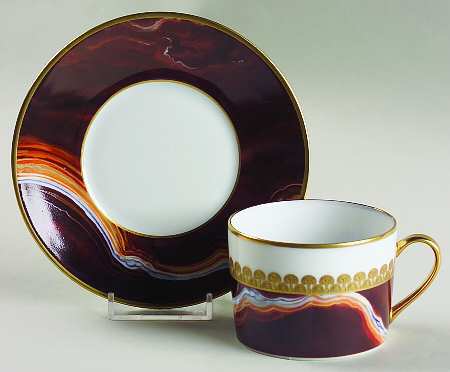 Oriental Alabaster Flat Cup & Saucer Set