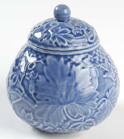 Vine Blue Sugar Bowl & Lid