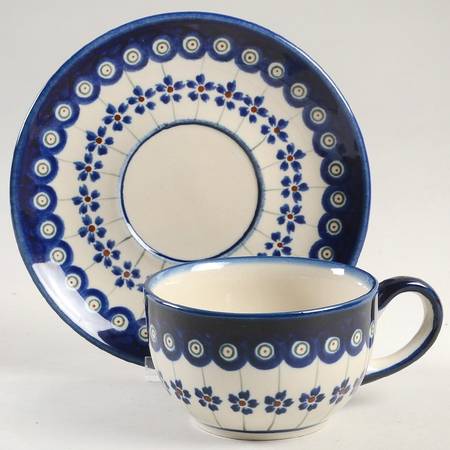 Flowering Peacock Flat Cup & Saucer Set