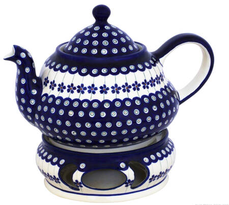 Flowering Peacock Teapot & Warmer Stand