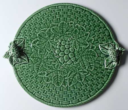 Grape Green Handled Cake Plate