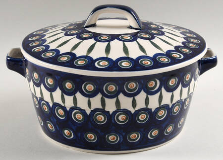 Peacock 2 Qt Round Covered Casserole