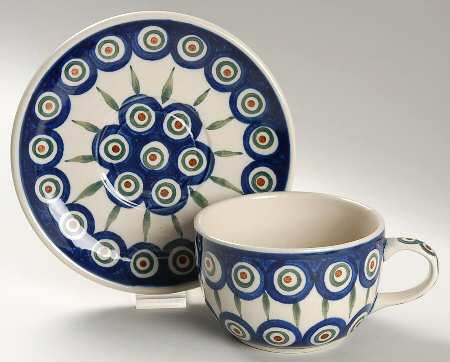 Peacock Flat Cup & Saucer Set