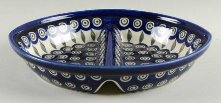 Peacock 10" Oval Divided Vegetable Bowl