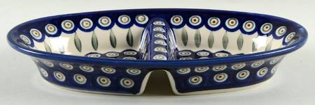 Peacock 11" Oval Divided Vegetable Bowl