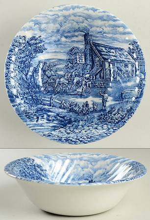 The Post House Blue (Swirl) 9" Round Vegetable Bowl