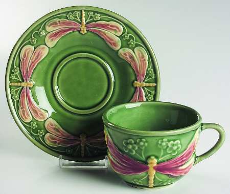 Dragonfly (Multicolor) Flat Cup & Saucer Set