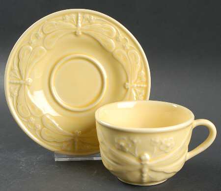 Dragonfly (Yellow) Flat Cup & Saucer Set