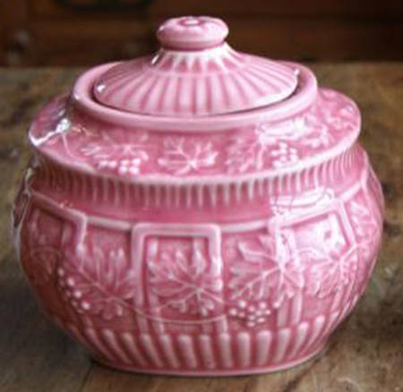 Grape Leaf Coral Sugar Bowl & Lid