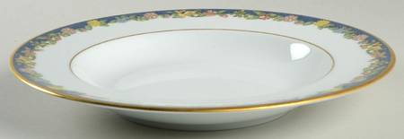 Fiorini (Gold Outlined Flowers) Rim Soup Bowl