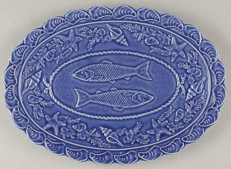 Seashell Service Blue 16" Oval Serving Platter