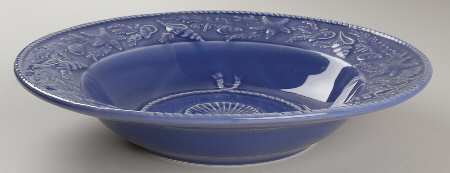 Seashell Service Blue 13" Round Serving Bowl