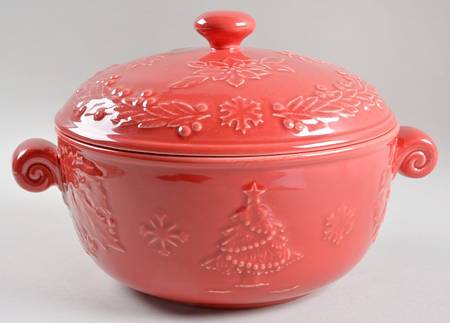Poinsettia (Christmas) Round Covered Vegetable