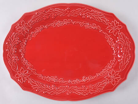 Poinsettia (Christmas) 16" Oval Serving Platter