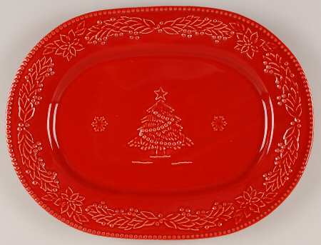 Poinsettia (Christmas) 14" Oval Serving Platter