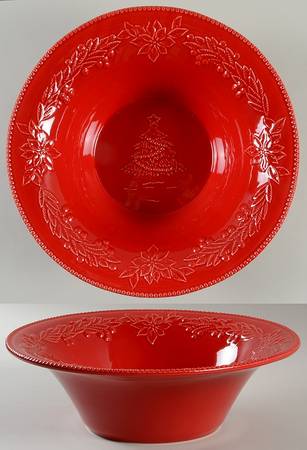 Poinsettia (Christmas) 12" Large Salad Serving Bowl