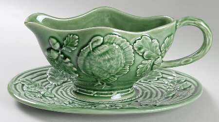 Turkey Green Gravy Boat & Underplate