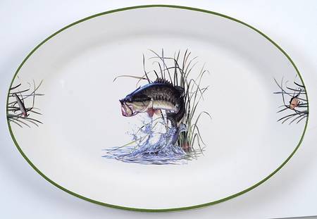 Largemouth Bass 14" Oval Serving Platter
