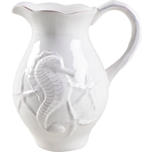Seahorse and Seashell Menagerie White 48 Oz Pitcher