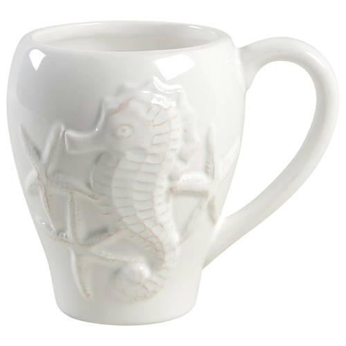 Seahorse and Seashell Menagerie White Mug