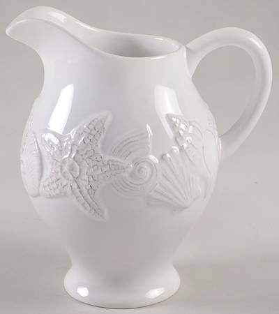 Seahorse and Seashell Menagerie White 38 Oz Pitcher