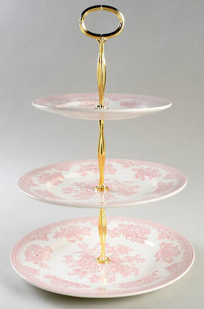 Asiatic Pheasants Pink 13 7/8"-14 1/4" 3-Tiered Serving Tray(DP,SP,BB) HC