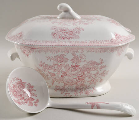 Asiatic Pheasants Pink Rectangular Tureen & Lid with Ladle