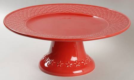 Mini Stars Red 12" Diameter Pedestal Cake Stand