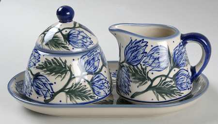 BOW34 Creamer & Sugar with Lid & Tray Set
