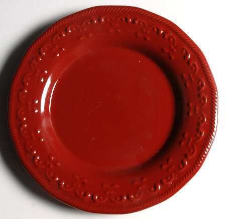 Red Scroll Salad Plate