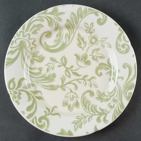 Floral Damask Green Palm Salad Plate